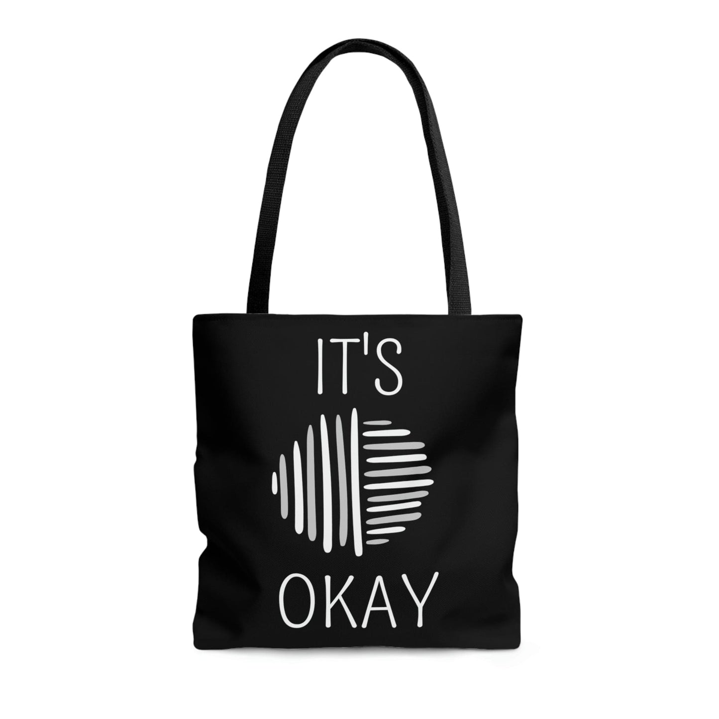 Large Tote Bag - Say it Soul - its Okay - Grey and White Line Art Positive Affirmation-2