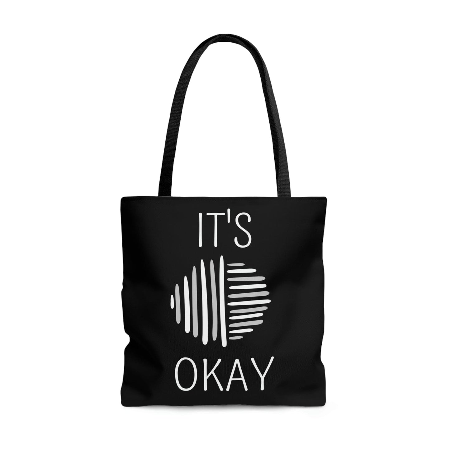 Large Tote Bag - Say it Soul - its Okay - Grey and White Line Art Positive Affirmation-4