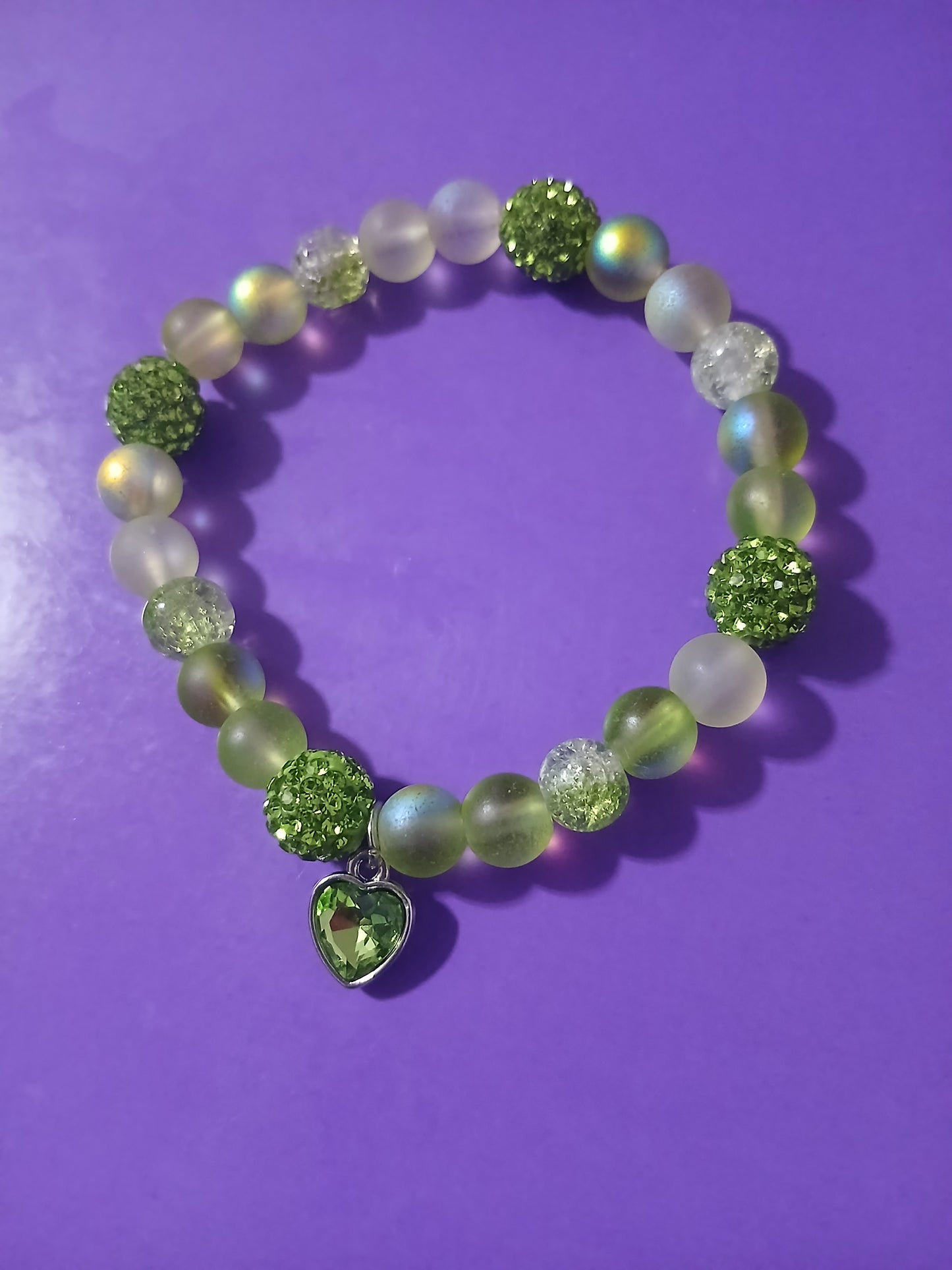 Lime Green Bead Bling Charm Bracelet