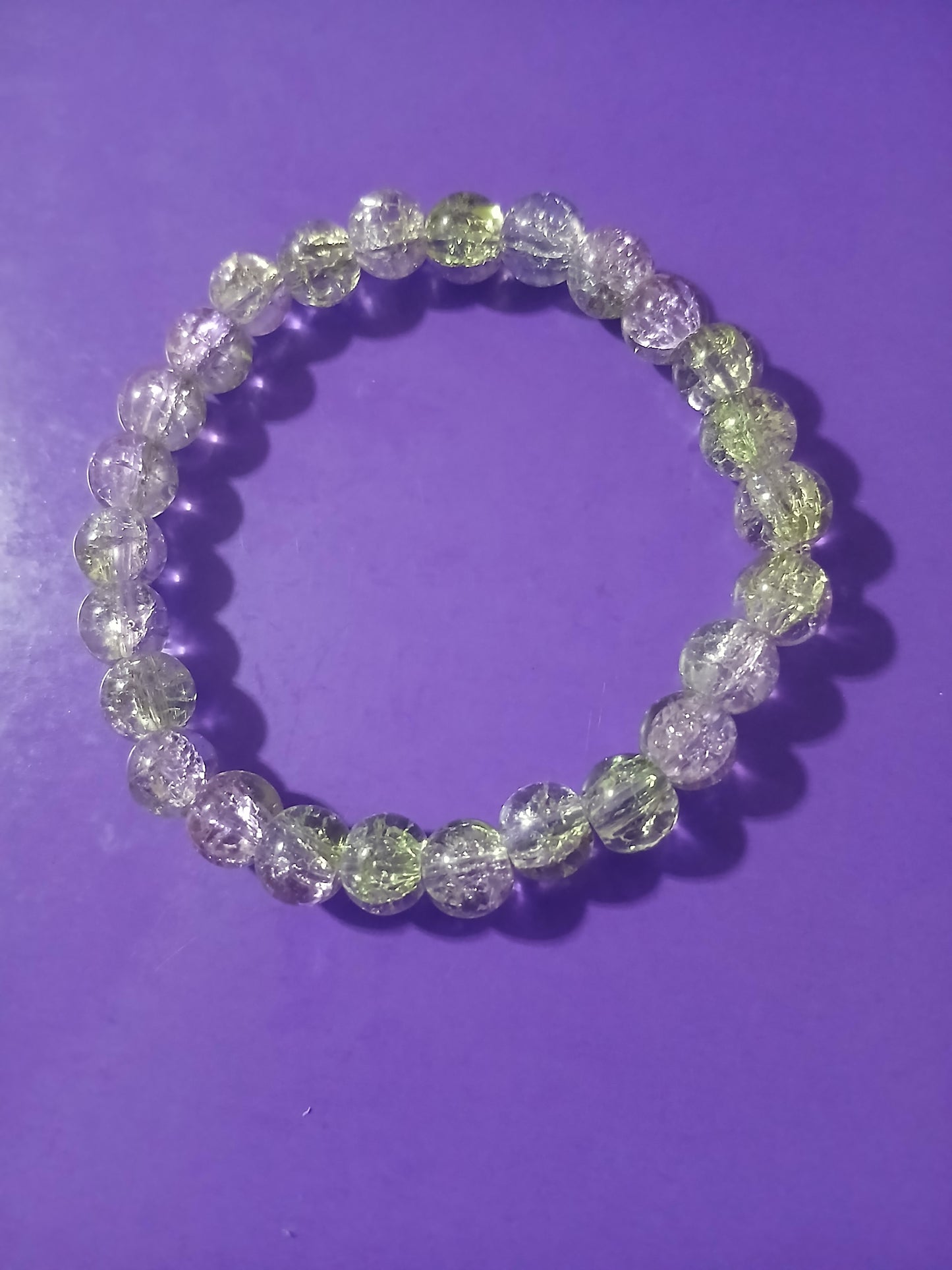 GreenPurp Glass Bead Bracelet