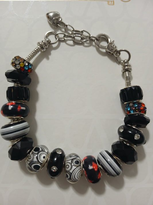 Black Diamond Pandora Style Bracelet