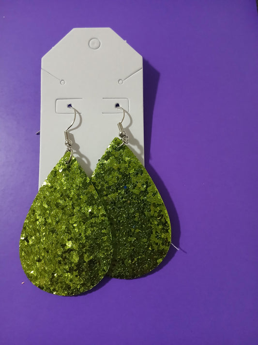Lime Green Sparkling Earrings