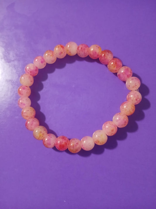 PinkYellow Marble Bead Bracelet