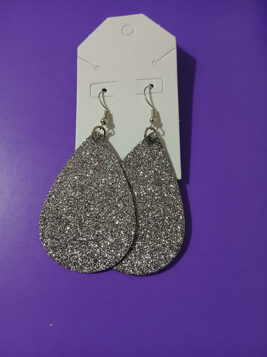 Dark Silver Glittery Earrings