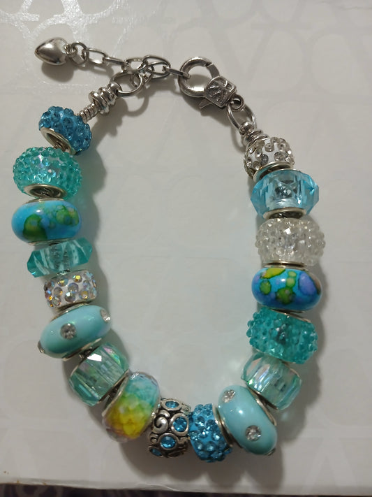 Ice Blue Pandora Style Bracelet