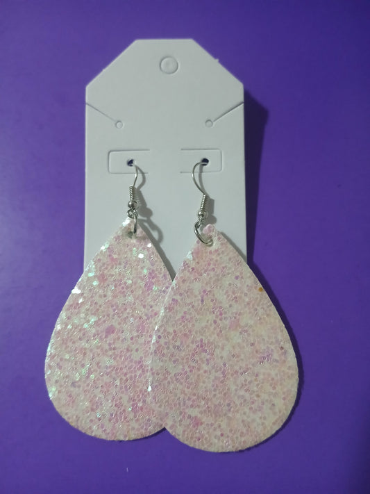White Iridescent Sparkling Earrings