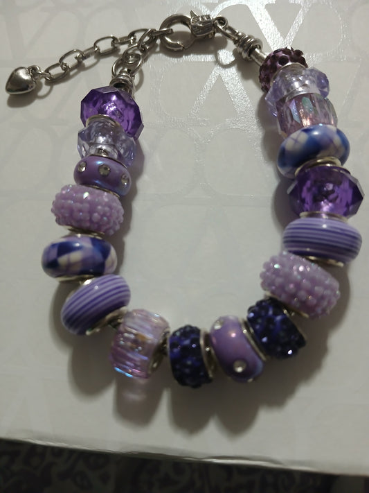 Purple Pandora Style Bracelet Bling