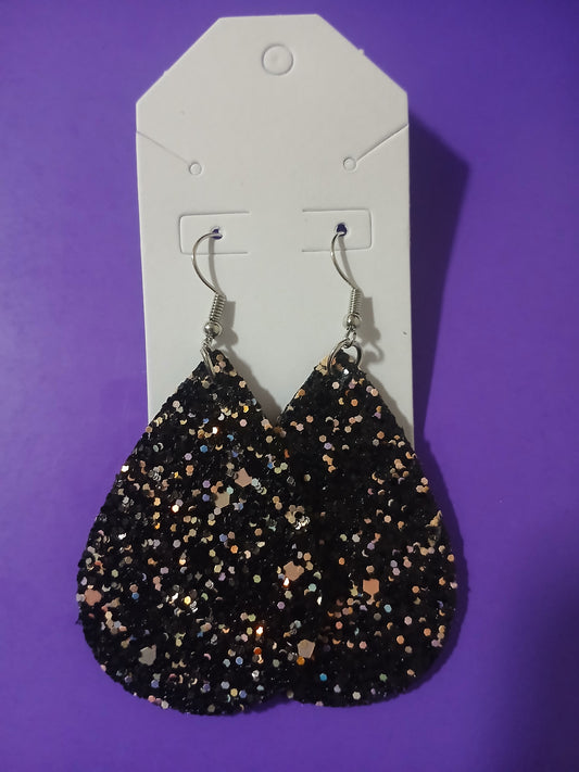 Black Pink Silver Confetti Sparkling Earrings