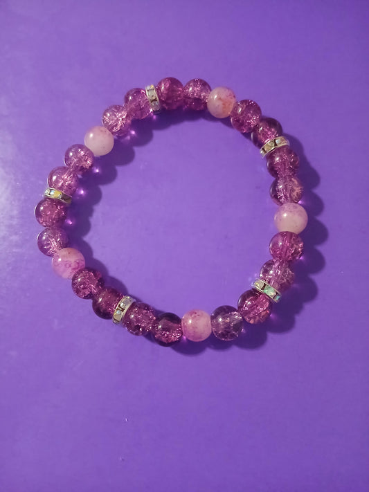Rose Pink Marble Bling Bracelet